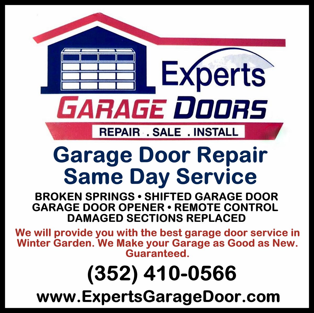 Experts Garage Doors ad